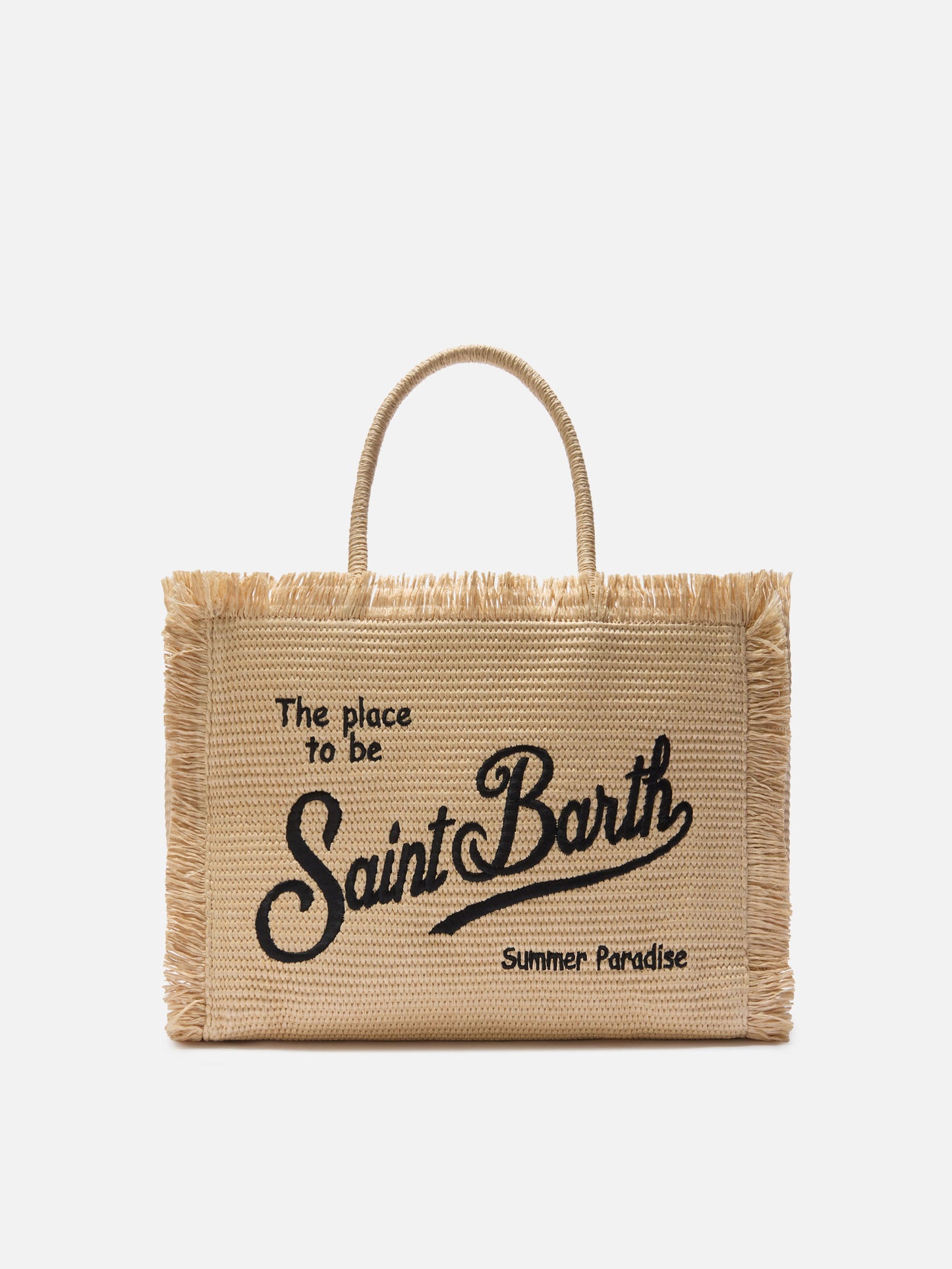 Borsa Vanity regular effetto paglia con logo ricamato a contrasto