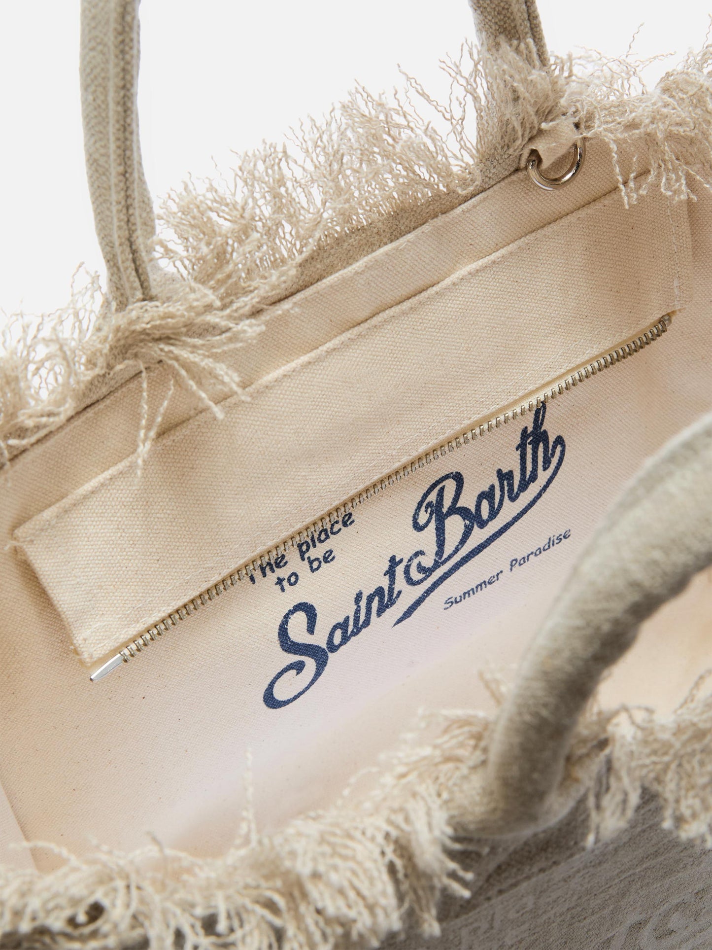 Borsa Vanity regular in lino beige tinta unita