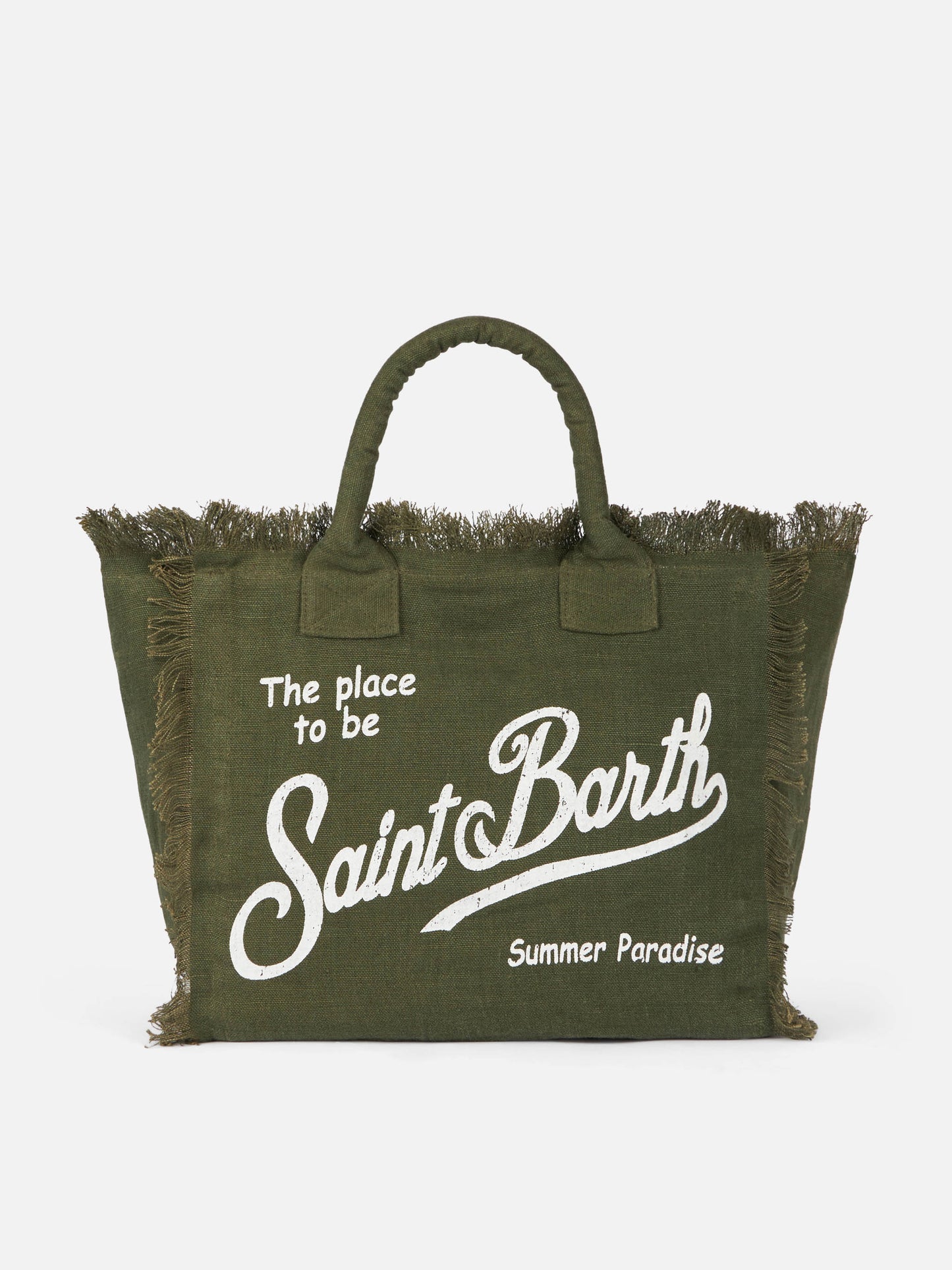 Borsa a spalla Vanity in lino verde militare