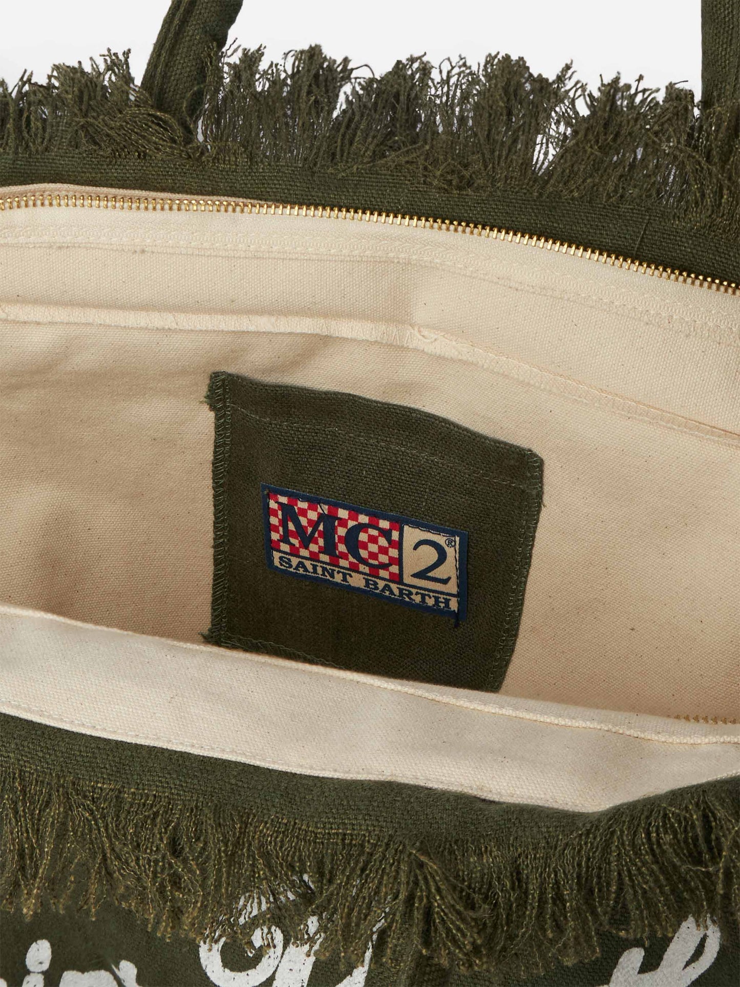 Borsa a spalla Vanity in lino verde militare