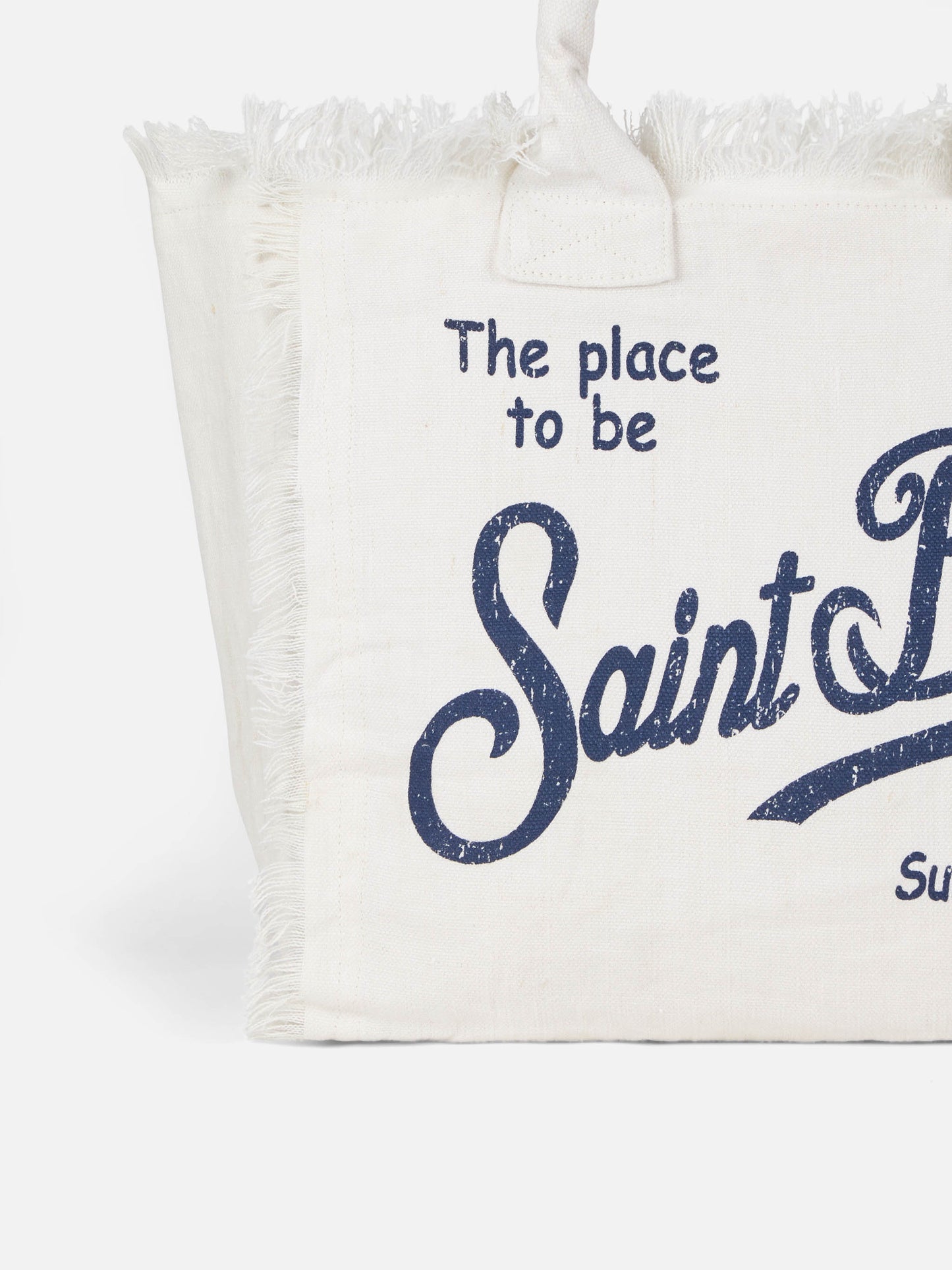 Borsa a spalla Vanity in lino bianco panna