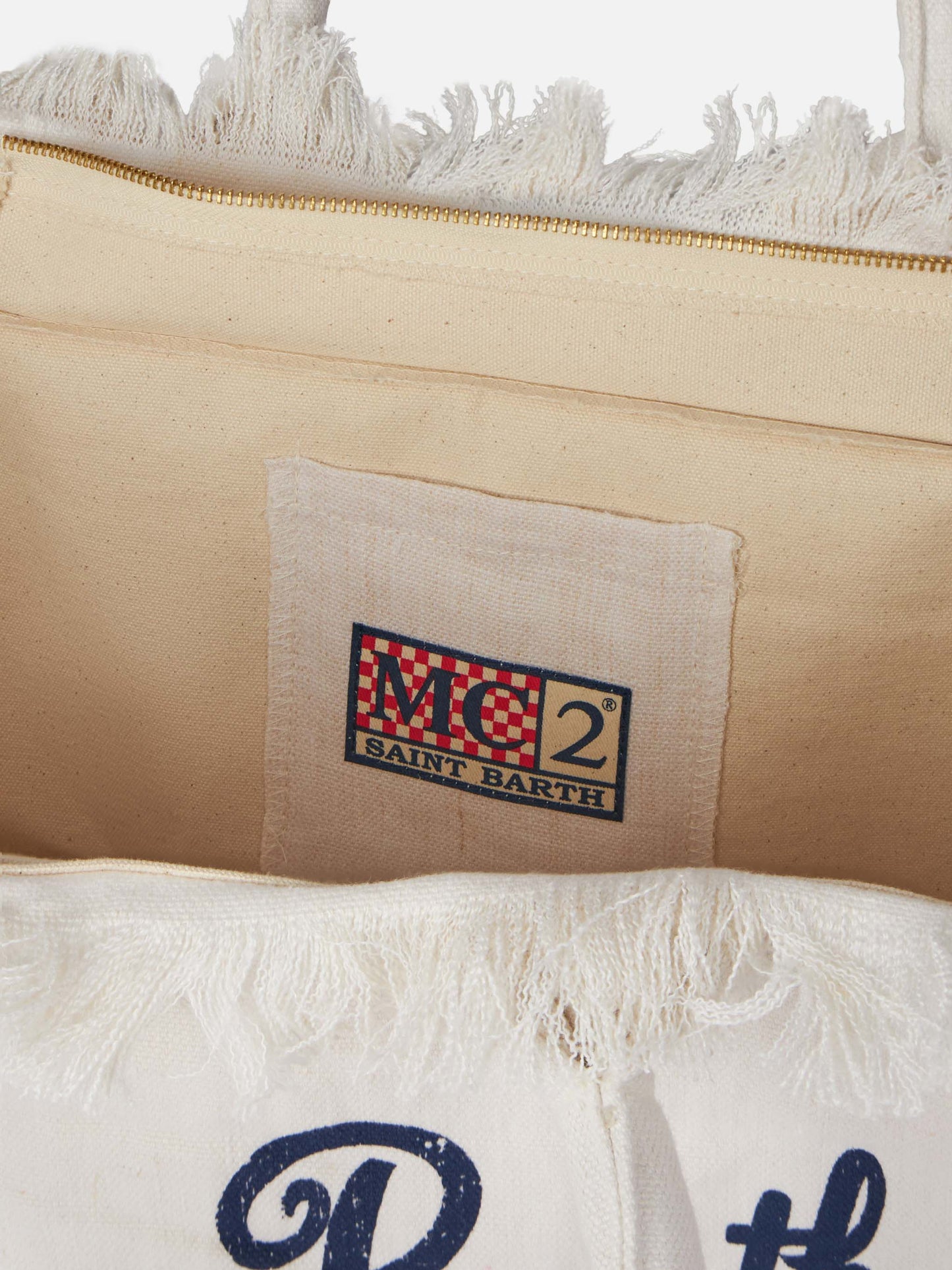 Borsa a spalla Vanity in lino bianco panna