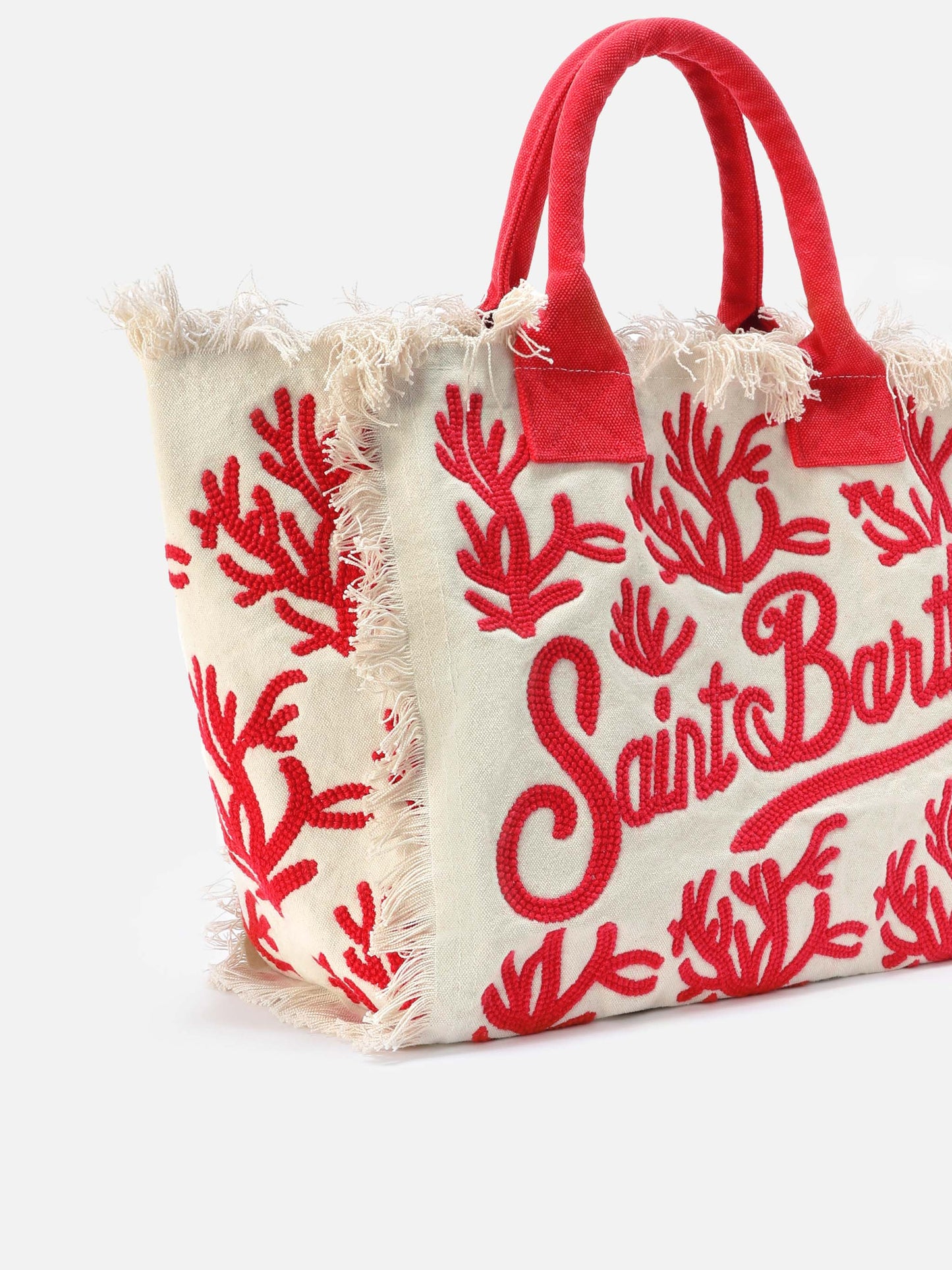 Borsa Vanity regular in canvas con ricamo coralli tufting