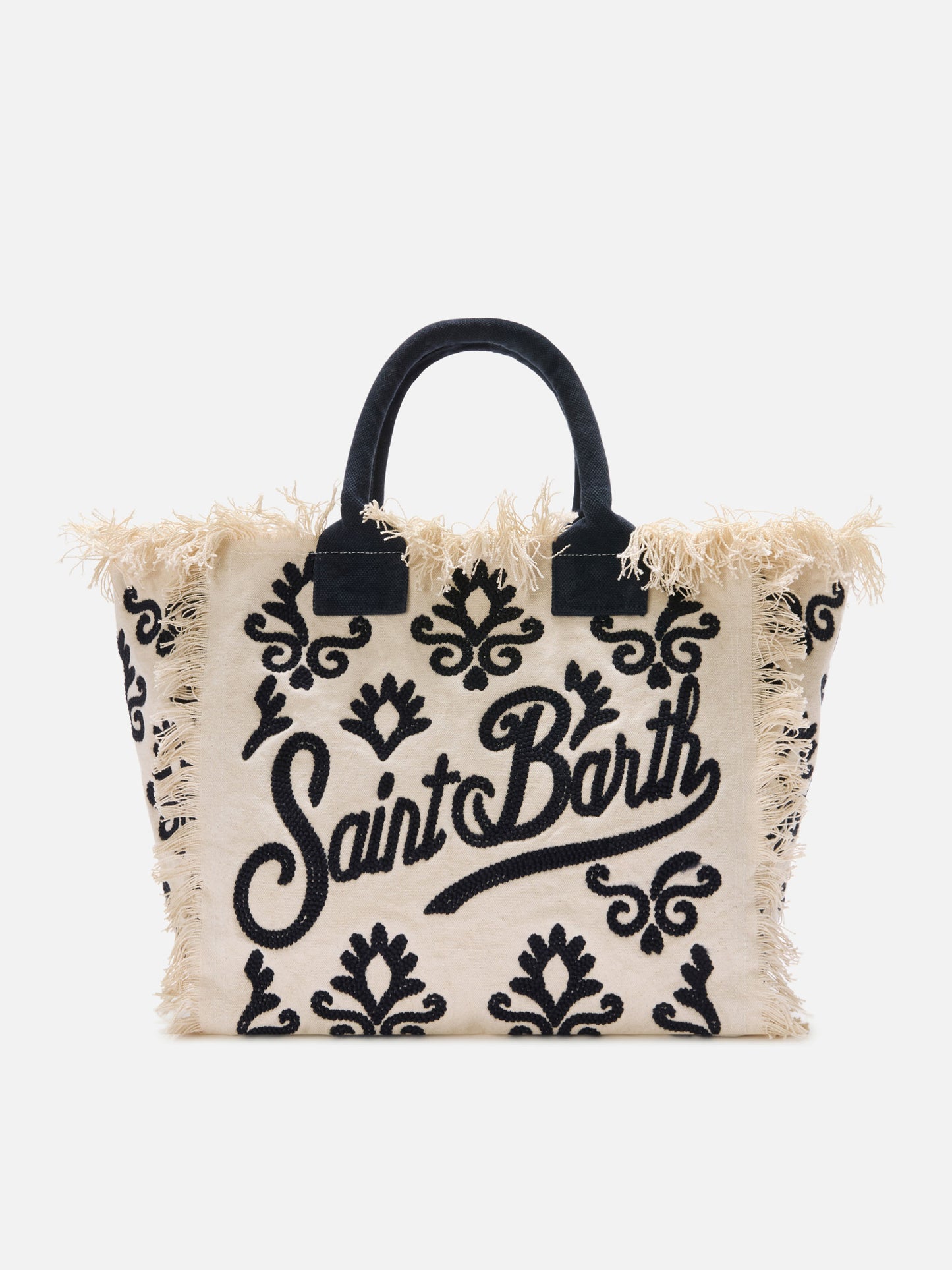 Borsa Vanity regular in canvas con ricamo lily tufting blu