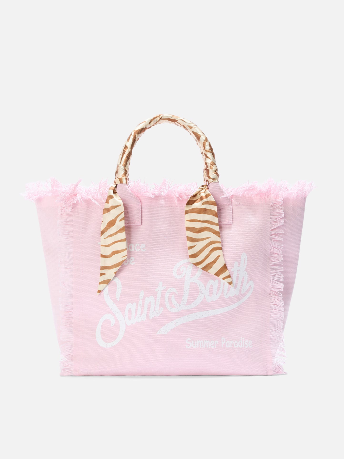 Pink Canvas Vanity regular bag with twill detail on handle