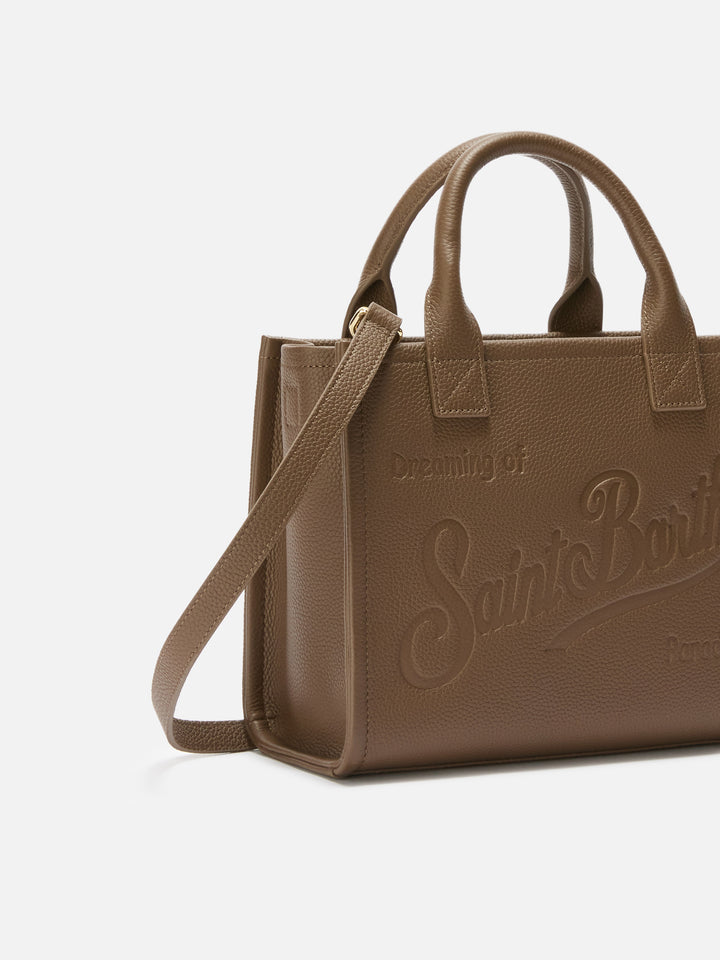 Vanity Bag Midi Shoulder Bag in brown hammered leather