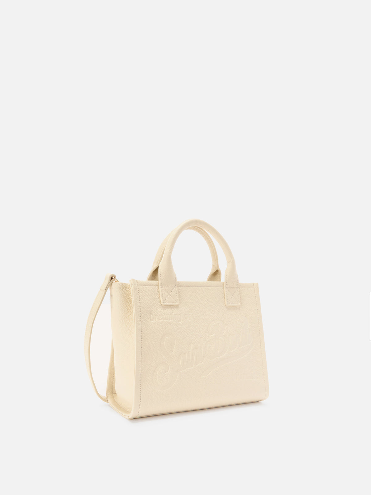 Borsa Vanity medium in pelle martellata avorio