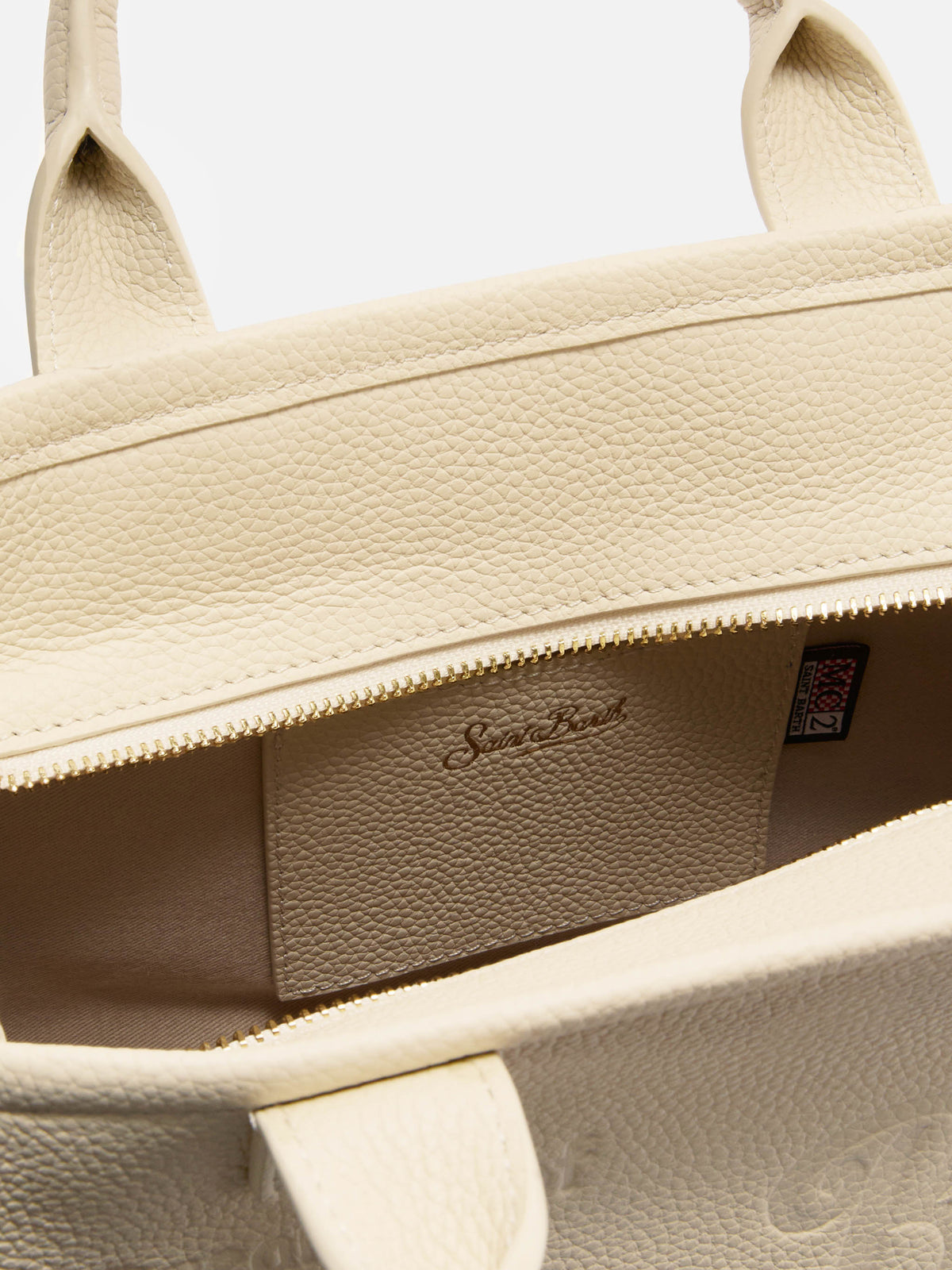 Borsa Vanity medium in pelle martellata avorio