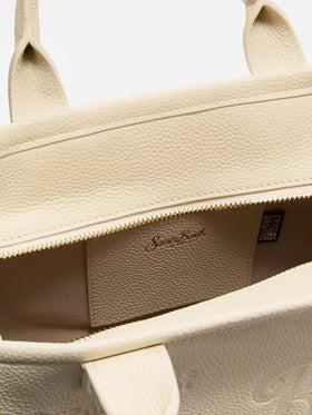 Borsa Vanity medium in pelle martellata avorio