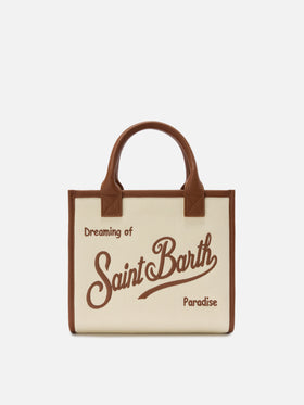 Vanity medium canvas and pebbled leather bag