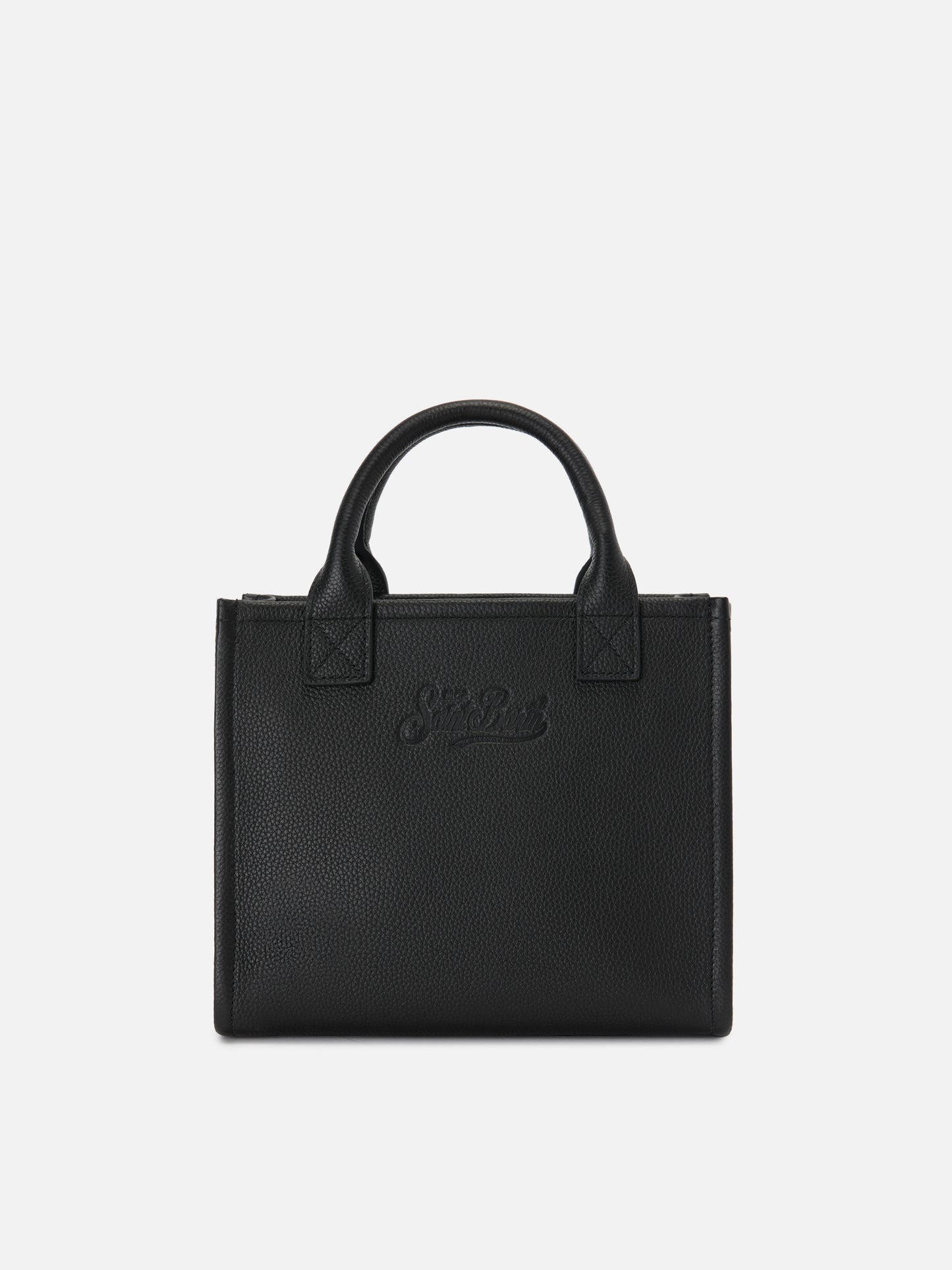 Borsa Vanity medium in pelle martellata nera