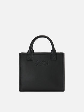 Borsa Vanity medium in pelle martellata nera