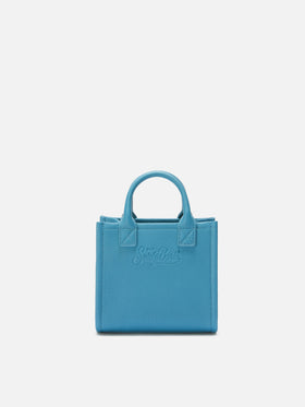 Vanity Bag Mini Shoulder Bag in teal hammered leather