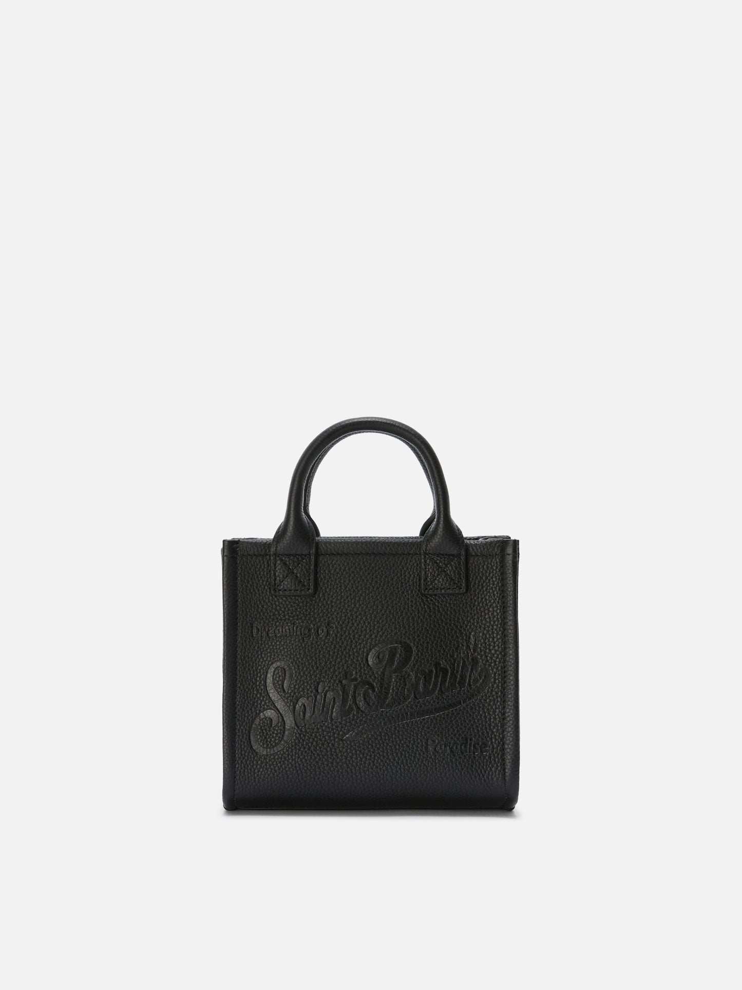 Borsa Vanity mini in pelle martellata nera
