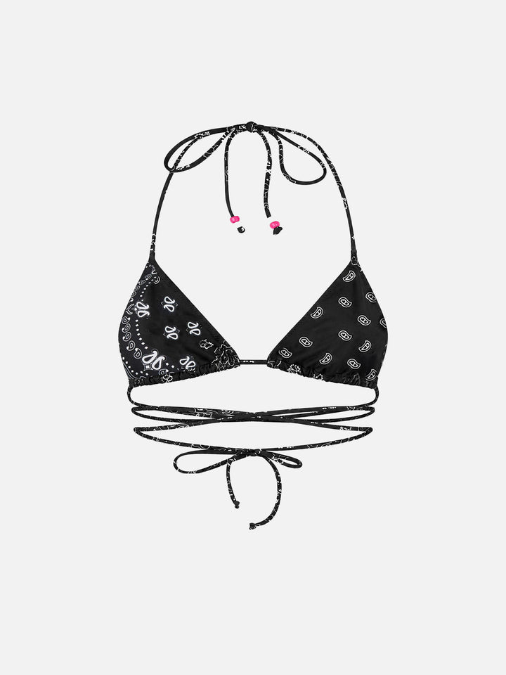 Veronika bandana print triangle bikini top with charms