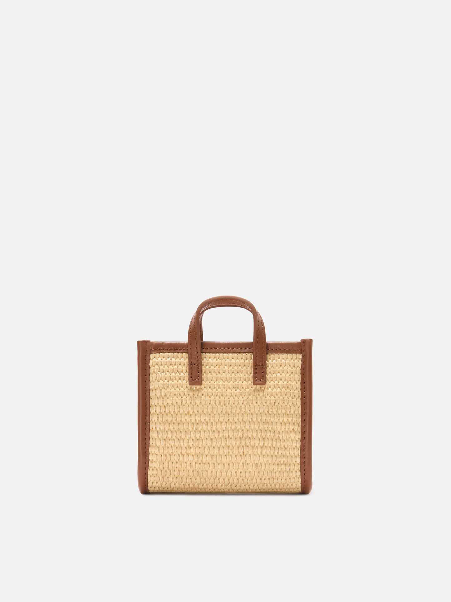 Vivian micro raffia effect bag with brown embroidered logo