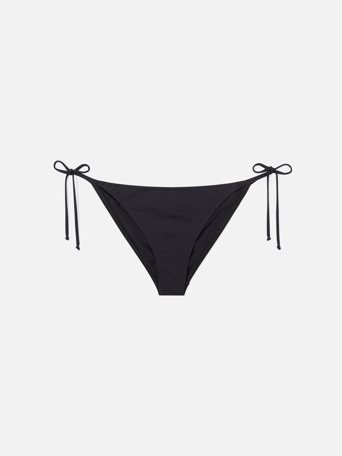 Bas de bikini Virgo à liens latéraux en noir uni 