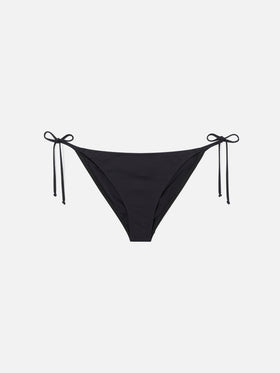 Bas de bikini Virgo à liens latéraux en noir uni 