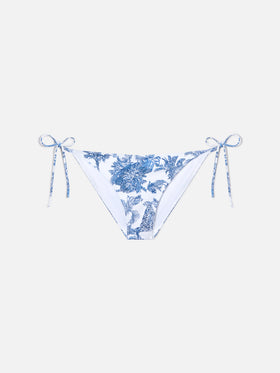 Virgo classic bikini bottoms with blue toile de jouy print