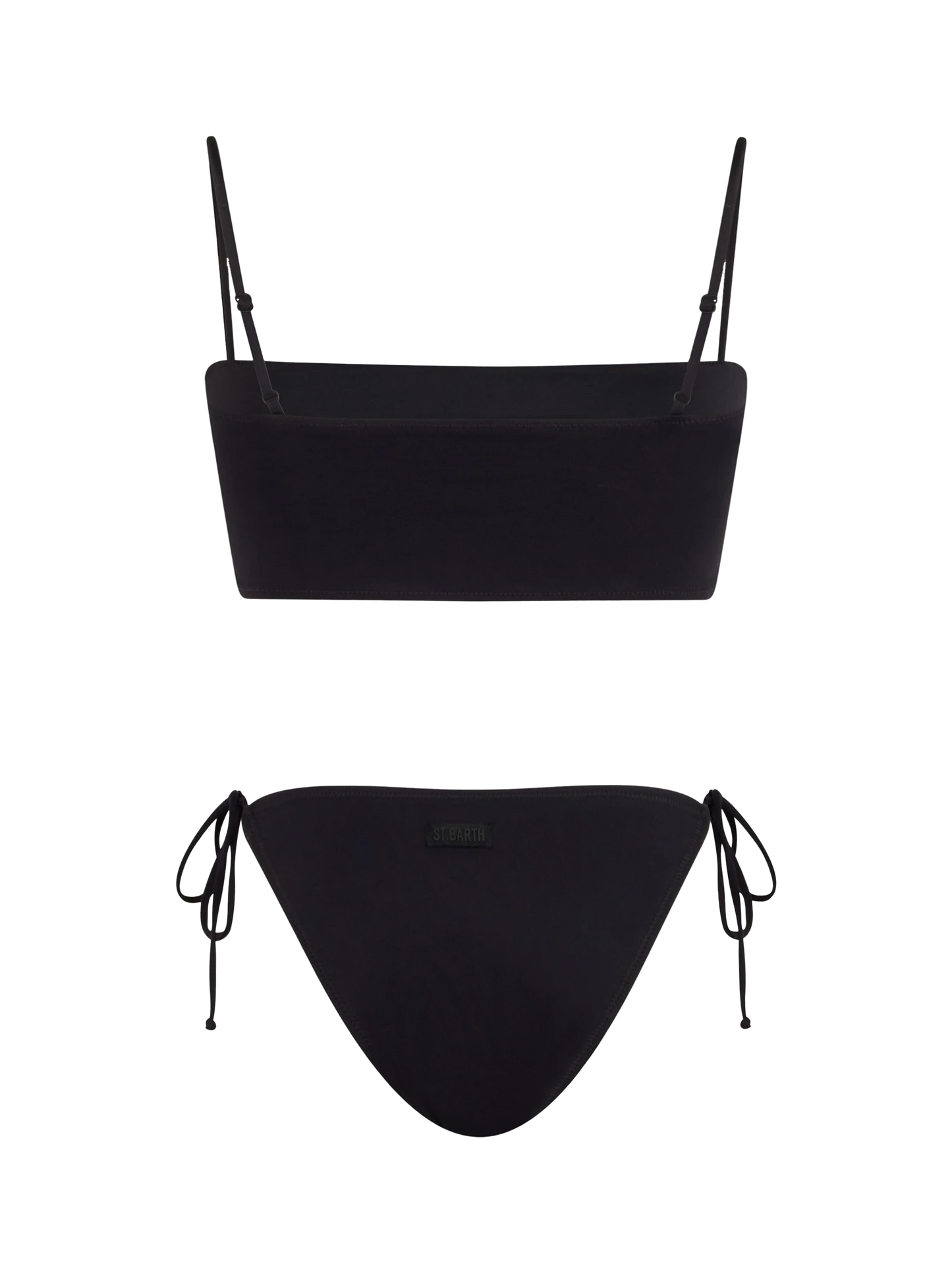 Bikini a fascia da donna nero con strass