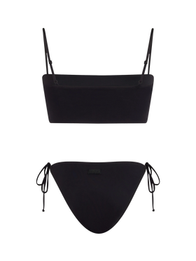 Bikini a fascia da donna nero con strass
