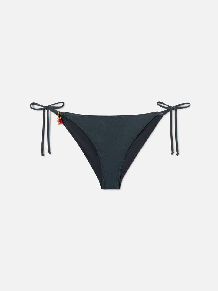 Leah Virgo dark grey glossy finish bikini with charms