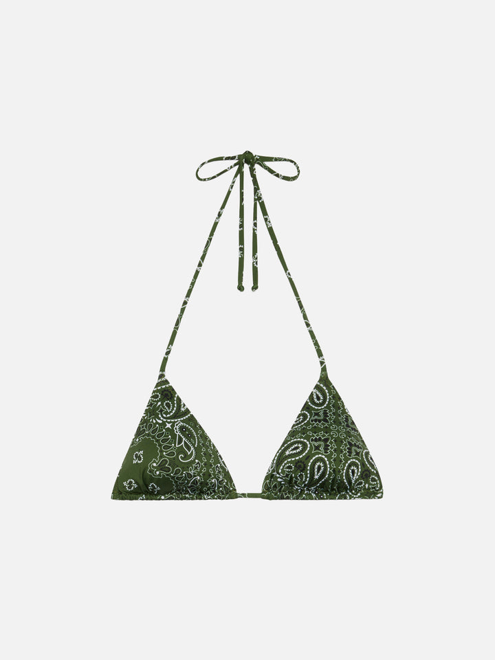 Leah triangle top swimsuit with bandanna print