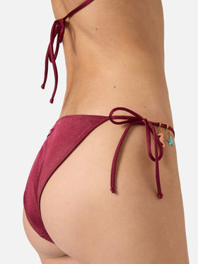 Slip mare Virgo classico in tessuto glossy finish bordeaux con charms