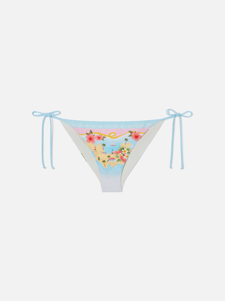 Slip mare Virgo classico con stampa mappa St. Barth