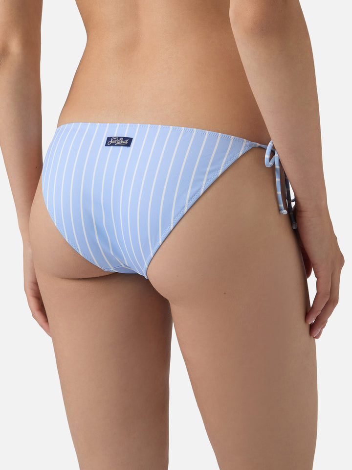 Slip mare Virgo classico in tessuto elasticizzato con stampa a righe azzurre