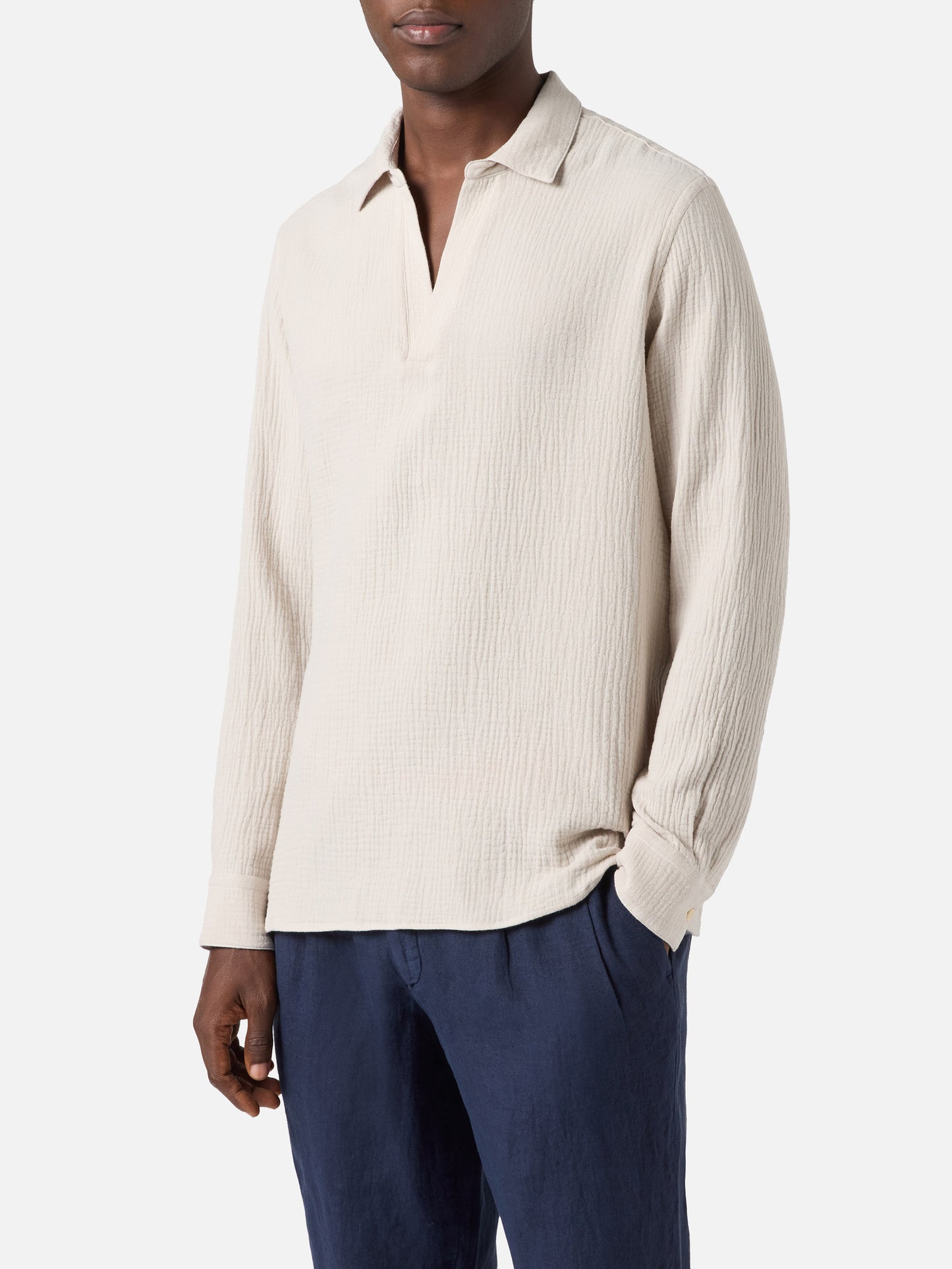 Ventotene waffle cotton polo in beige