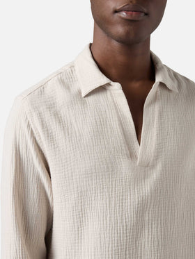 Ventotene waffle cotton polo in beige