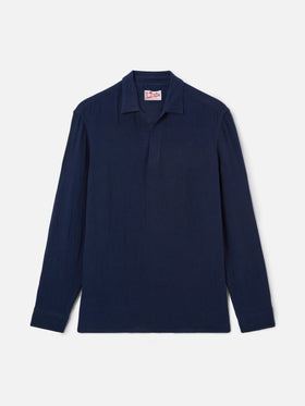 Polo Ventotene in cotone waffle blu navy