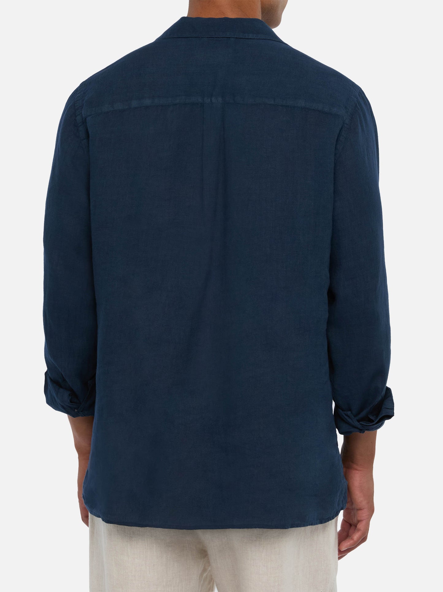 Navy blue linen polo shirt Ventotene