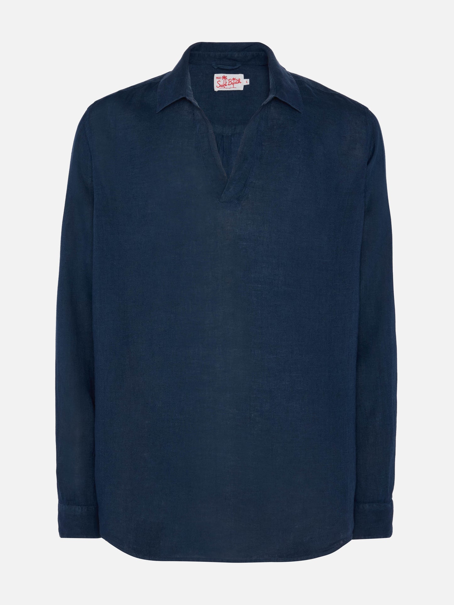 Navy blue linen polo shirt Ventotene