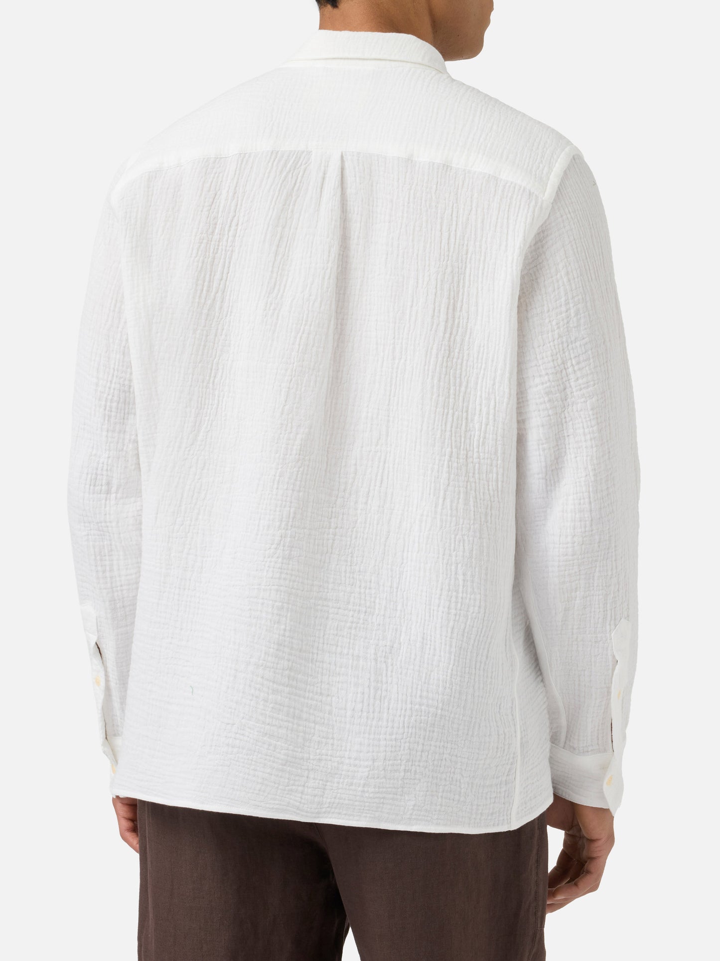 Long-sleeve Ventotene waffle cotton polo white