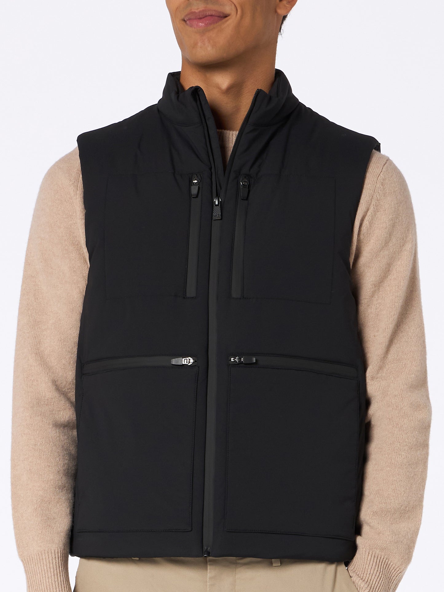 Man black stretch fabric padded vest Vonn - MC2 Saint Barth