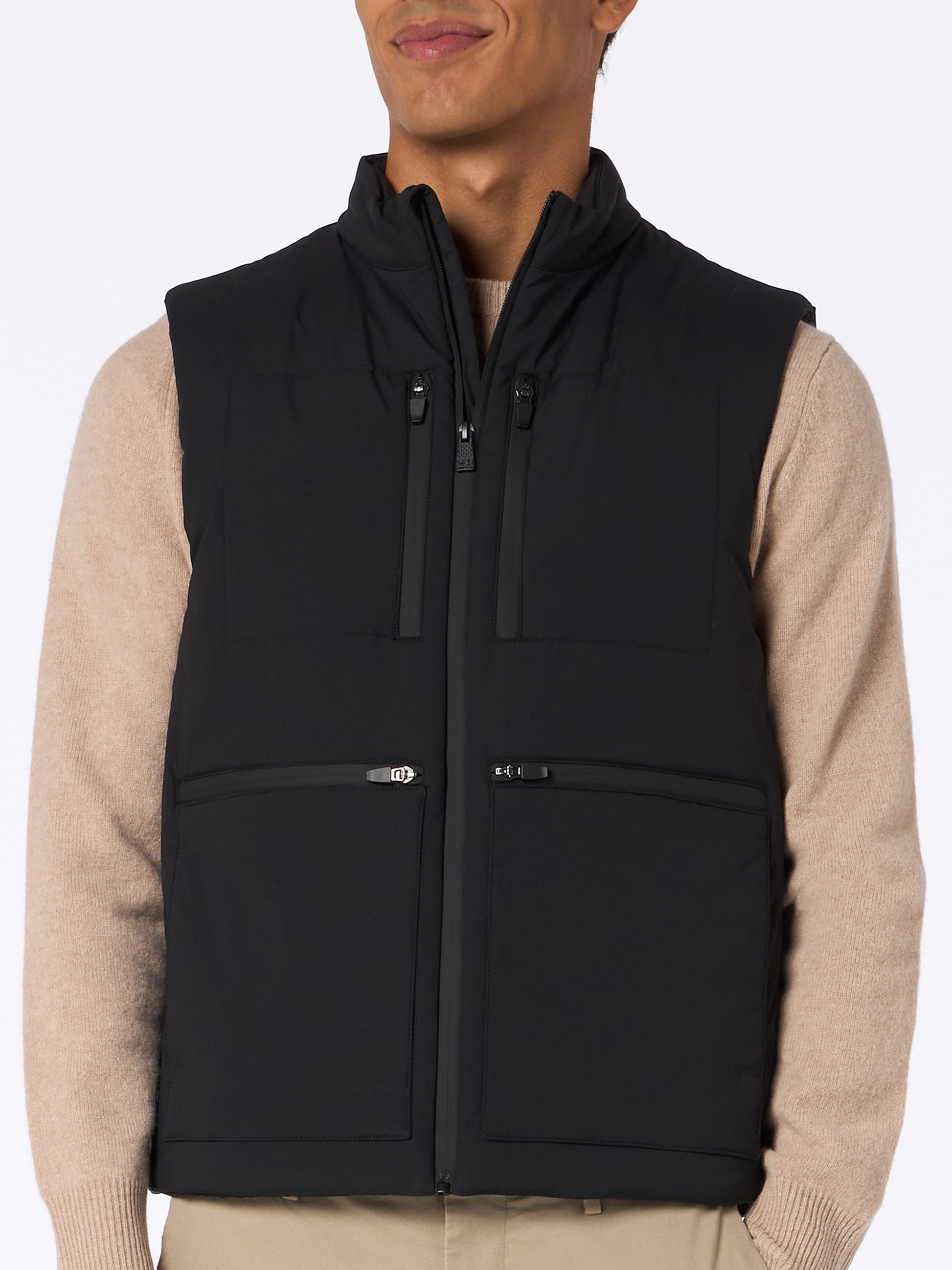 Man black stretch fabric padded vest Vonn - MC2 Saint Barth