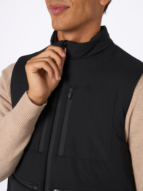 Man black stretch fabric padded vest Vonn - MC2 Saint Barth