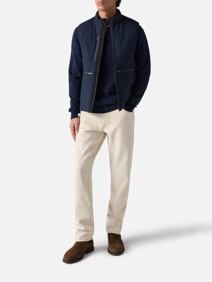 Gilet imbottito in tessuto elasticizzato blu navy da uomo Vonn