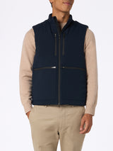 Man navy blue stretch fabric padded vest Vonn