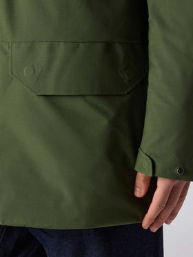 Militärgrüner Parka Voyager für Herren mit Kapuze und Bandana-Print