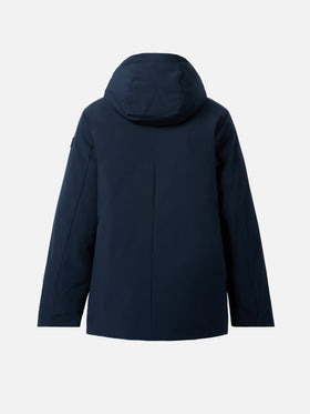 Parka con cappuccio Voyager Jr blu navy con interno tartan