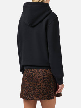 Felpa Virginia in cotone nero con ricamo animalier St. Barth