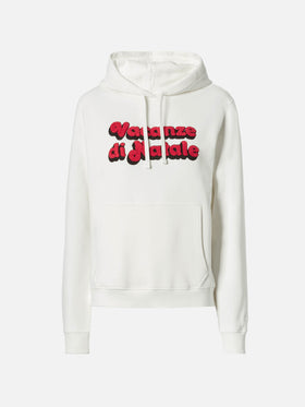 Virginia cotton hoodie in white with Vacanze di Natale embroidery | VACANZE DI NATALE SPECIAL EDITION