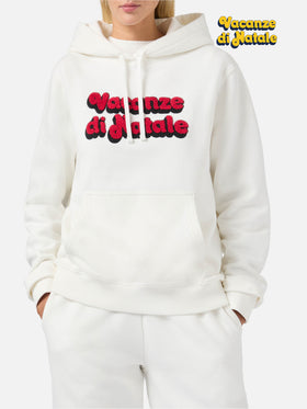 Felpa Virginia in cotone bianco con ricamo Vacanze di Natale | VACANZE DI NATALE SPECIAL EDITION