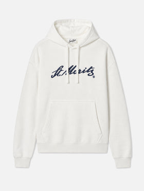 Sudadera con capucha Virginia de algodón en blanco con bordado St. Moritz | ST. MORITZ SPECIAL EDITION 