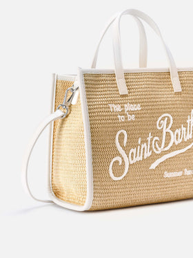 Vivian medium straw effect bag with white embroidered logo