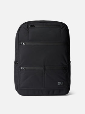 Black nylon backpack with zipped pockets - MC2 Saint Barth