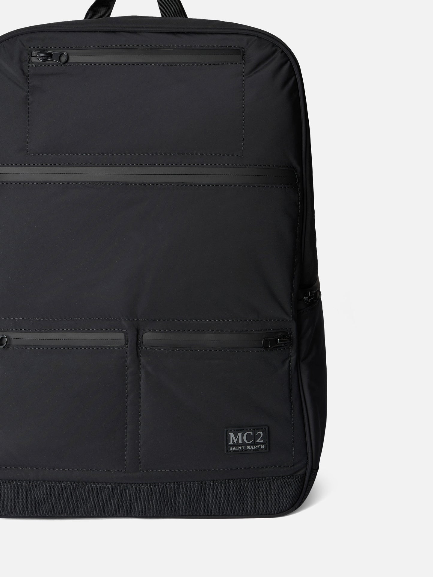 Black nylon backpack with zipped pockets - MC2 Saint Barth